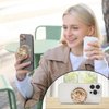 Cute Natural Abalone Shell Round Design Foldable Phone Handle, Phone Accessory for Smartphones or Tablets (Magnetic, White Abalone Shell)