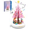 Christmas Tree Building Set,Pink Christmas Building Blocks Toy with Music Box,Compatible with Legos,Xmas Tree Gift for Girls,Kids,and Adults(415PCS)
