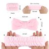 Casoty 6 Pcs Pink Spa Headband Face Wash Headband and Wristband Set, Microfiber Wrist, Skincare Headbands Makeup Headband with Wristband Set, Wrist Wash Bands, Face Wash Wristbands for Washing Face