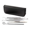 5 Pcs Oral Hygiene Kit Plaque Remover Professional Dental Picks for Teeth, Scraper, Serrated Tweezers, Mouth Mirror, Double Ended Picks for Gum Care Cleaning Set Stainless Steel with Carrying Case