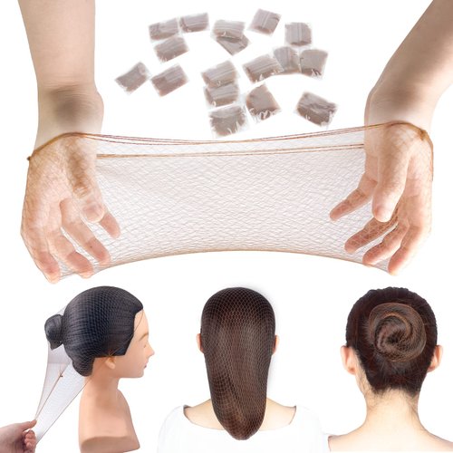 BEAUEXE Light Brown Hairnets 30 PCS Invisible Hair Nets Elastic Edge Mesh for Women Bun Ballet Dancer Kitchen Food Serive 22"…
