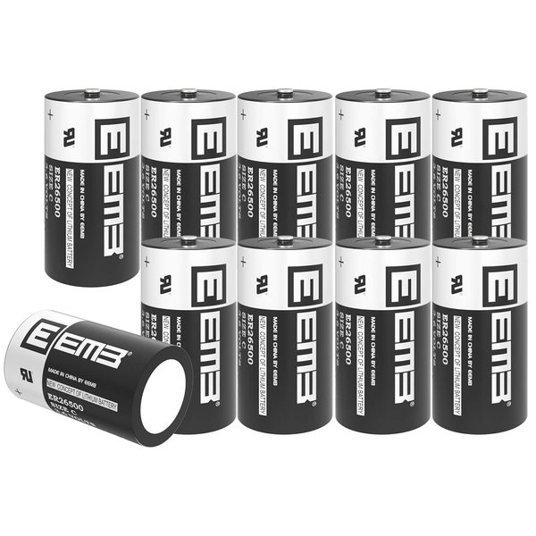 EEMB 10Pack ER26500 C Size 3.6V Lithium Battery High Capacity Li-SOCL₂ Non-Rechargeable Battery LS26500 SB-C01 TL-2200 for Automobile tire Pressure Monitor,Smart Card,Electricity Meter,Wireless Tools