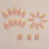 Hkanlre Bling Coffin Press on Nails Fake Nails Tips Full Cover Medium False Gradient Nails for Women and Girls 24PCS (Yellow Coffin)