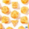 Cheese D&D Dice Set (Light-Yellow & Orange Nacho Color) with Swiss Holes | DND/TTRPG 7-Piece Polyhedral Resin Set