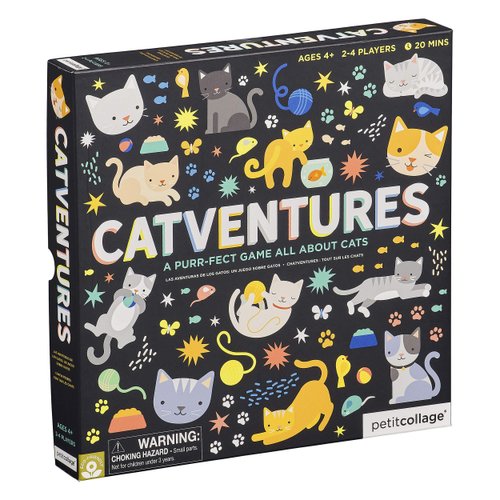 Petit Collage Catventures Board Game for Kids – Fun Cat Board Game for 2-4 Players, Made from Recycled Materials and Vegetable-Based Inks – Makes a Great Gift for Cat Lovers