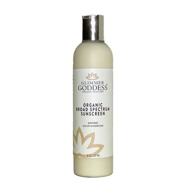 Glimmer Goddess Organic Sunscreen - Broad Spectrum SPF 40+ Protection, 8 oz