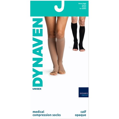 Sigvaris DYNAVEN Women's Open Toe Calf-High Compression Socks 15-20mmHg - Premium Quality for Daily Support & Durability - Medium Short - Light Beige