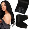 Full Shine Black Hair Extensions Clip in Human Hair 18 Inch Pu Weft Clip in Extensions Real Human Hair Double Weft Natural Black Straight Clip in Hair Extensions Invisible 8Pcs 120 Grams