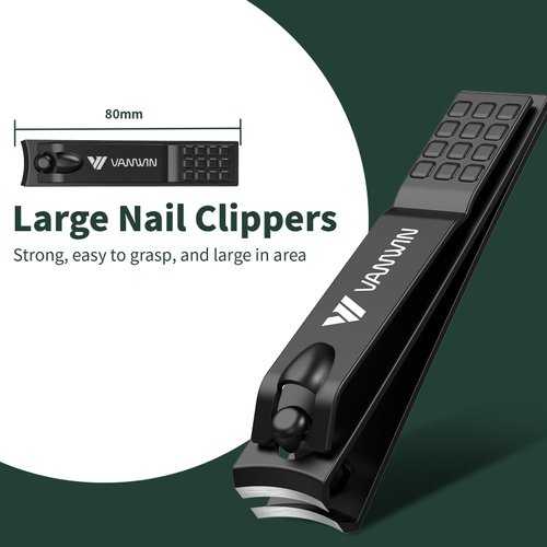 German Nail Clippers for Men, VANWIN Nail Clipper Set 4 Packs Ultra Sharp Matte Stainless Steel, Fingernail & Toenail Clippers Nail Cutter Nail Clippers with Glass Nail File for Men and Women Black