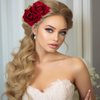 Topbuti 2 Pack Rose Flower Hair Clip Comb Wedding Floral Clips Hairpin Mexican Hair Accessories for Woman Girl Halloween Valentines Mother's Day Flamenco Dancer (Red)