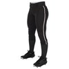 Champro Women's Standard Tournament Low Rise Softball Pants with Side, Black, White Pipe, Medium