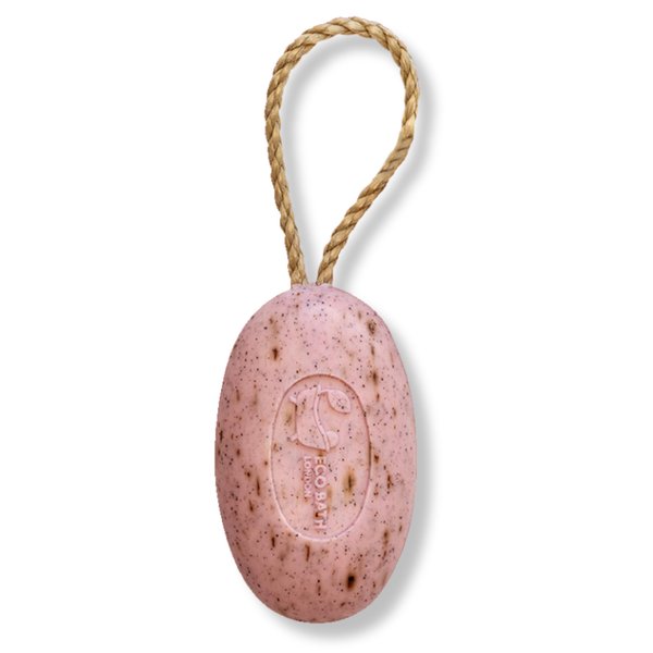 Eco Bath London Rose Soap on a Rope 220g - Luxurious and Eco Friendly Body Wash Bar with Shea Butter, Natural Shower Gel Bar for Smooth and Hydrated Skin