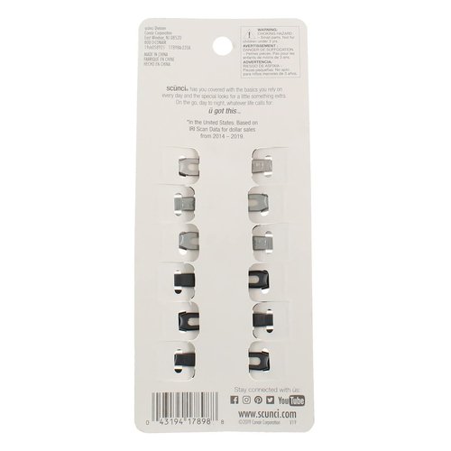 Scunci No-Slip Grip Snap Hair Clips 6 ea (Pack of 3)