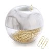 Magnetic Paper Clip Holder, Marble White Holder with Gold Paper Clips 100pcs 28mm(1.1") Cute Office Supplies for Desk Organizer