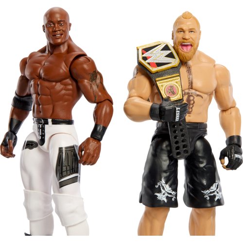 Mattel WWE Championship Showdown 2-Pack Action Figures & Accessory, Series #16 Brock Lesnar vs Bobby Lashley Collectible Set, 6-inch