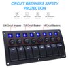 8 Gang Marine Switch Panel, Boat Rocker Switch Panel Waterproof, 12V Aluminum Switch Panel, Marine Toggle Switches ON/Off with Circuit Breaker 5A 10A 15A for Car RV Truck (Blue)