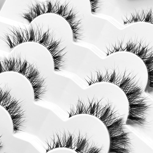 Girapanda 12mm Clear Band Lashes Cat Eye Short Wispy False Eyelashes Natural Look 3D Faux Mink Lashes Style C3E|7 Pairs