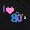 Z-Shop 80s Outfits Costume Accessories for Women - I Love 80's Print Off Shoulder T-Shirt,Lace Headband Necklace Bracelet Gloves for 80s Costumes,Hot Pink,XXL