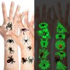 HOWAF 10 Sheets Halloween Glow Spiders Temporary Tattoos, Glow in The Dark Spider Cobweb Tattoos for Happy Halloween Makeup Cosplay Party Favors, Trick or Treat Tattoos Sticker 70+pcs
