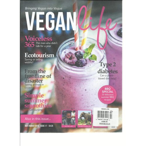 VEGAN LIFE, BRINGING VEGAN INTO VOGUE, JULY/AUGUST, 2016 ISSUE,17 PRINTED UK