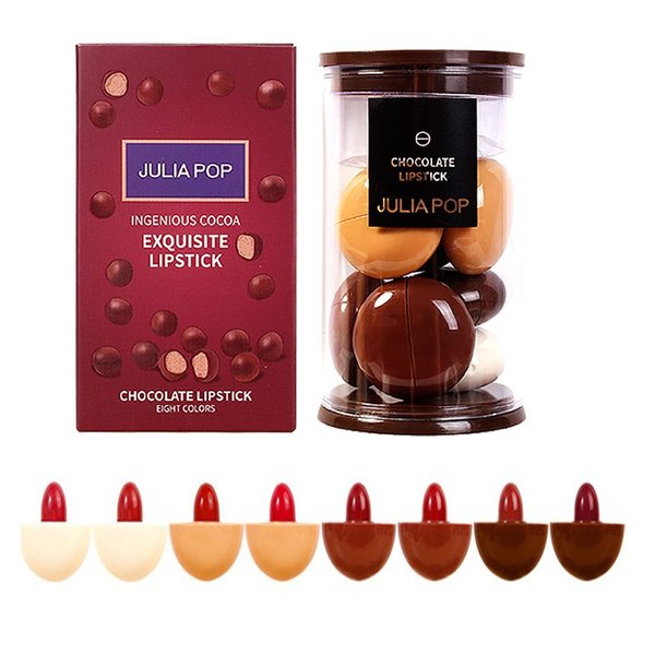 New Irven Chocolate Lipstick Set Capsule Pills Lipstick,8 Colors Cute Waterproof Stay on Matte Mate Lipstick Mini Capsules Velvet Lipstick Set, Mini Pill Lipstick for Women
