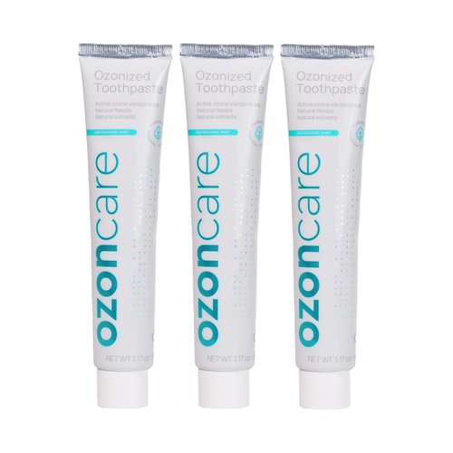 OZONCARE Pack of 3 Toothpaste for Sensitive Teeth - Ozone Infused Fluoride-Free Toothpaste, Promotes Oral Health for Teeth & Gum, Oral Care - Vegan, Antiplaque, Triclosan & Paraben Free - 9.52Oz/270g