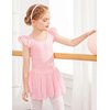 Arshiner Girls Ruffle Sleeve Ballet Dance Dress Tutu Skirted Leotard, 4-5 Years, Ballet Pink