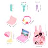 JOINPAYA 18pcs Mini School Supplies Dollhouse: Miniature Model Backpack Laptops Book Paper Ruler Scissors Doll House Accessories Set