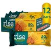 Rise Whey Protein Bars - Almond Honey | Healthy Breakfast Bar & Protein Snacks, 20g Protein, 4g Fiber, Just 3 Whole Food Ingredients, Non-GMO Healthy Snacks, Gluten-Free, Soy Free Bar, 12 Pack