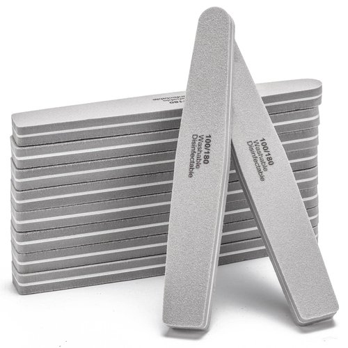 Nail Buffers Blocks 10 Pcs Double Sided Professional Nail File 100/180 Grit for Acrylic/Natural Nails, Gray