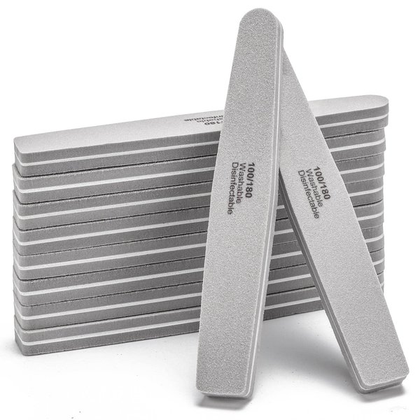 Nail Buffers Blocks 10 Pcs Double Sided Professional Nail File 100/180 Grit for Acrylic/Natural Nails, Gray