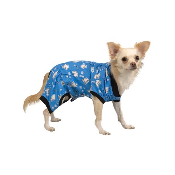 Casual Canine 12-Inch Blue Polar Bear Cotton Cozy Dog Pajama, Small