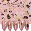 Gold Nail Art Stickers Decals, 3D Bronzing Exquisite Pattern Nail Art Supplies Luxury Self-Adhesive Graffiti Fun Leopard Print Botanical Abstract Line Design DIY Acrylic Nail Art Decoration 9 Sheets