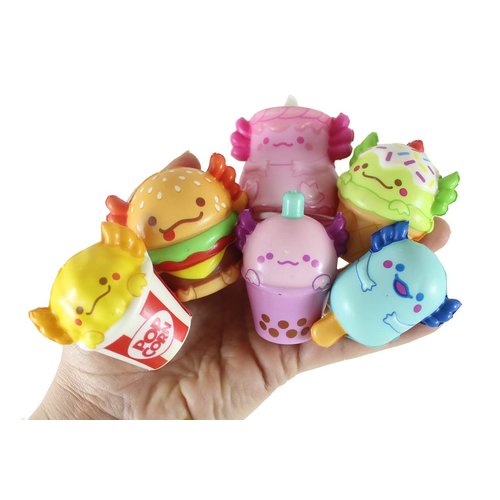 6 Mini 2" Food Axolotl Slow Rise Squishy Toys - Memory Foam Party Favors, Fidgets, Prizes, OT (All 6 Axolotls)