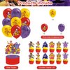 32Pcs Hamburglar Birthday Party Decoration,Cartoon Hamburglar Grimace Shake Yellow Hat Include Kids Cartoon Theme Birthday Banner, Cake Topper, Latex Balloons for Fans Birthday Party Supplies