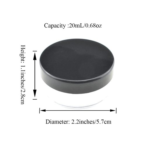 HAHIYO 3Pcs 20ml/0.68oz Plastic Empty Travel Powder Container Small Loose Powder Compact Case Makeup Cosmetic Jar Refillable Powder Box No Leak Powder Holder with Rotatable Sifter and Black Screw Lid
