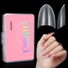 AILLSA Medium Almond Nail Tips Acrylic Clear Half Cover Nail Tips False Gel Nail Tips Fake Matte Nails Extension Press on Nails for Nail Manicure Nail Salon 240PCS 12 Sizes