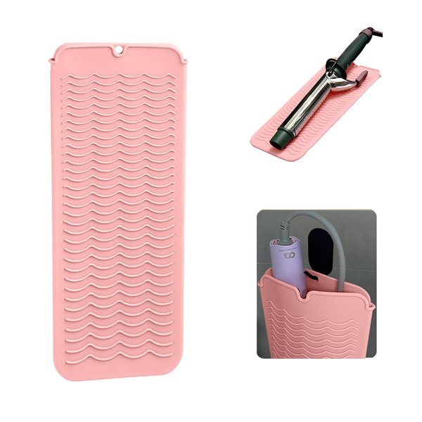 Silicone Heat Resistant Mat & Pouch with Hanging Hole, Travel Mat for Hair Straightener, Curling Iron, Flat Iron, and Other Hot Hair Tools, 11 x 5 in