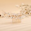 Teyglen Bridal Gold Rhinestone Crystal Hair Comb Headband Handmade Wedding Hair Pieces for Bride Floral Headpieces Hair Accessories for Women Girls (Gold)