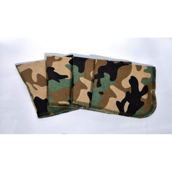 Camouflage Printed Flannel Paperless Towels 1 Ply 10x10 Inches Set of 4