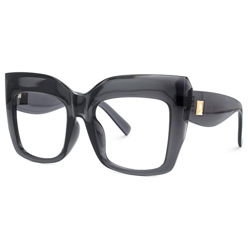 Zeelool Vintage Oversized Thick Cat Eye Blue Light Blocking Glasses for Women FP0668-14 Grey