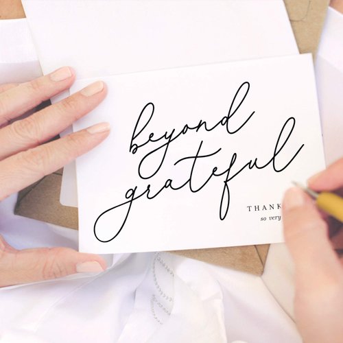 Bliss Collections Beyond Grateful Thank You Cards with Envelopes, Pack of 25, 4x6 Folded, Tented, Bulk, Perfect for: Wedding, Bridal Shower, Baby Shower, Birthday, or just to say thanks!