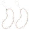 Staqlo 2PCS Beaded Phone Lanyard Wrist Strap Handmade Girly Style Fixed Beads Pearl Bracelet Camera Car Key USB Phone Charm Decoration Anti Lost String Mobile Phone Chain