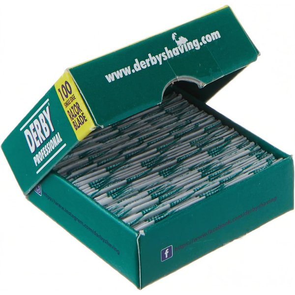 100 DERBY Single Edge Razor Blades for Barbers Platinum Coated