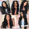 Vitorish Long Wavy Wig for Women, 28 Inches Middle Part Curly Wavy Wig Black Small Lace Resistant Fiber Synthetic Wigs for Daily Use (Black)