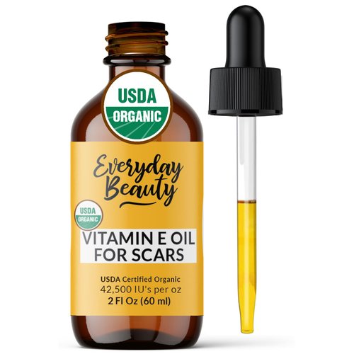 Organic Vitamin E Oil for Scars - All Natural & Vegan Skin Moisturizer 2.02oz - Light & Unscented Great for Scars After Surgery - Reduce Wrinkles, Anti Aging, Lighten Dark Spots -Face, Skin & All Over
