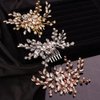 Teyglen Simple Full Rhinestones Bride Wedding Hair Comb Hair Pieces for Bride Bridal Crystal Side Hair Comb Hair Accessories for Women Girls (Rose gold)