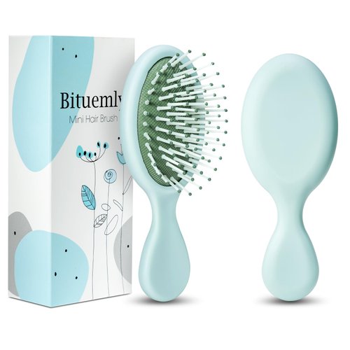 Hair Brush, Mini Detangling Hairbrush for Dry and Wet Hair, Small Size Travel Detangler Brush for Women Men Girls Boys Kids All Hair Types (Light Green)