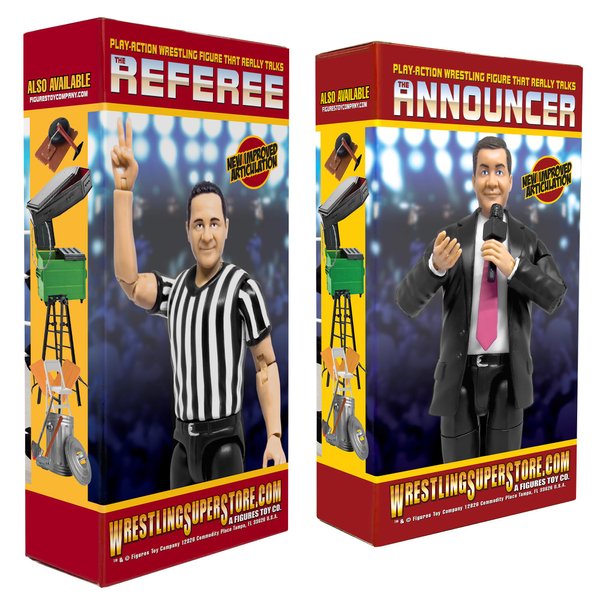 Ultimate Talking Wrestling Referee & Ring Announcer Action Figures for WWE & AEW Wrestling Figures