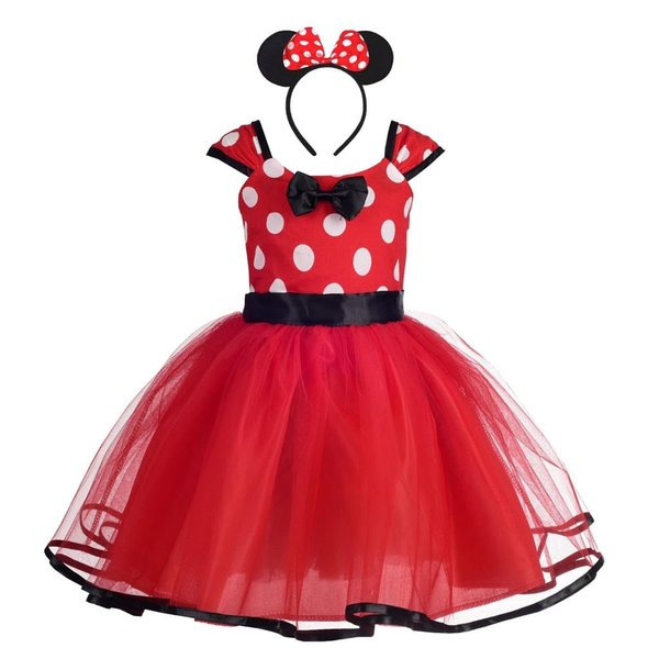 Dressy Daisy Toddler Girl Polka Dots Fancy Dress Up Costume Birthday Party Tulle Dresses with Headband Size 3T to 4T Red 203